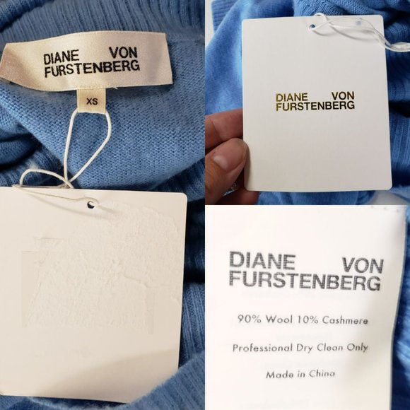 NEW Diane von Furstenberg Ahiga Sweater Light Blue Wool Cashmere Turtleneck XS - Picture 5 of 12